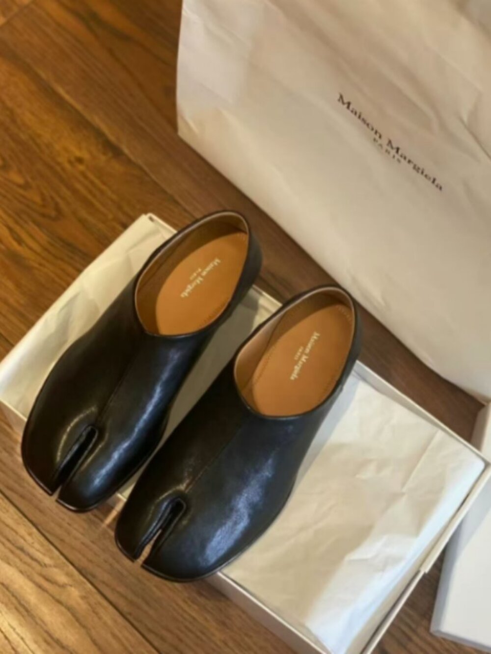 The “Main Character Energy” Tabi Mules | Margiela Black Leather, Size 36